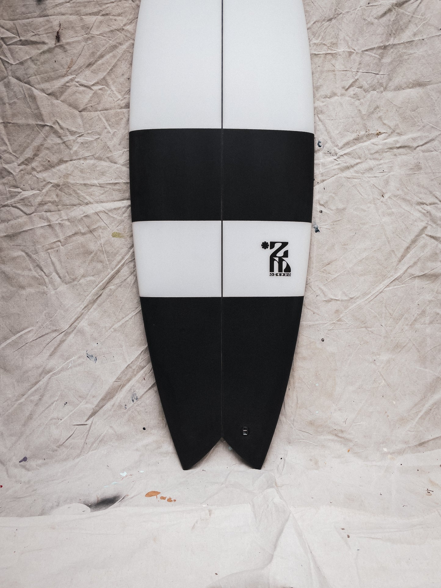 5'6 Mach 5 Twin Fish - Black & White Racer