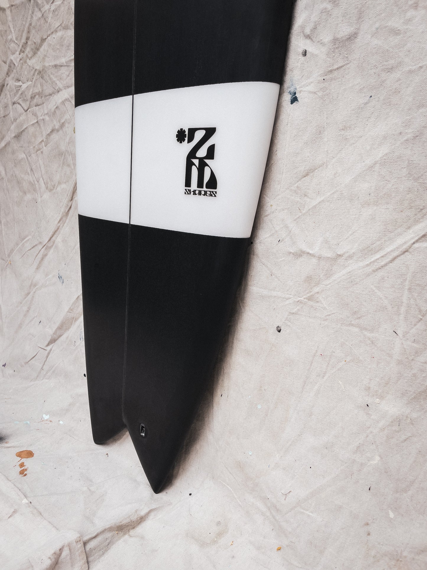 5'6 Mach 5 Twin Fish - Black & White Racer