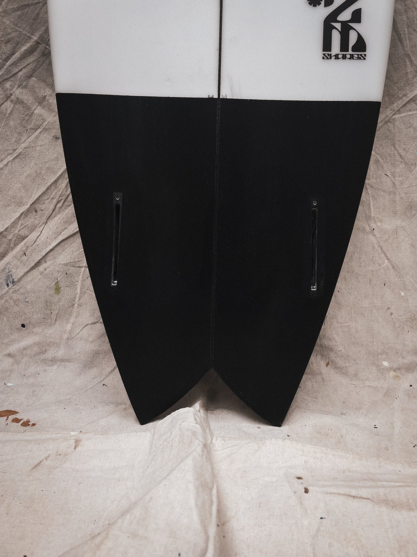 5'6 Mach 5 Twin Fish - Black & White Racer