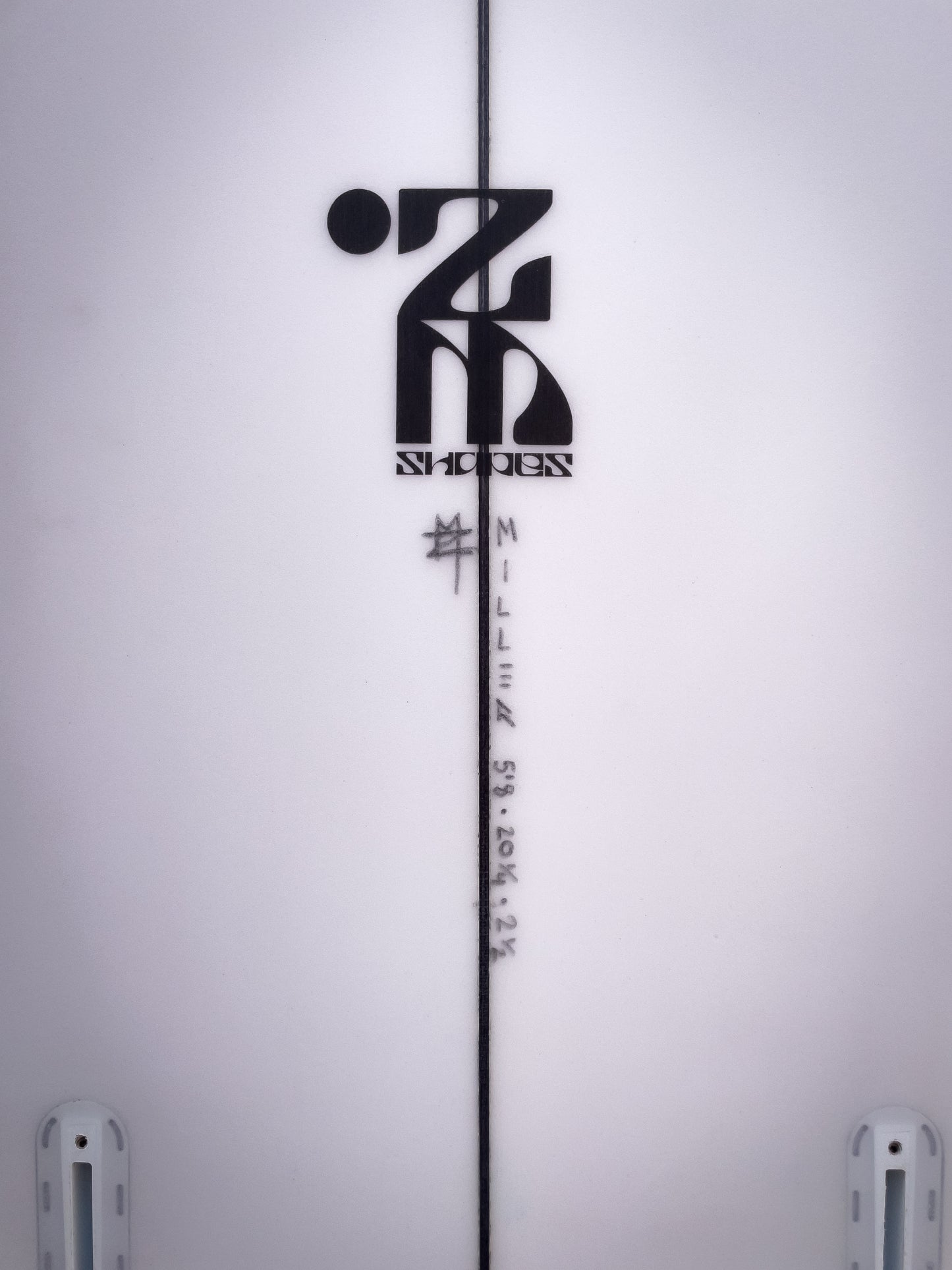 5'8 Mach 5 Twin Fish - White with Red Rails