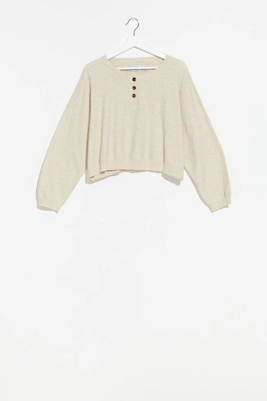 Moon Bear Henley Knit - Oatmeal