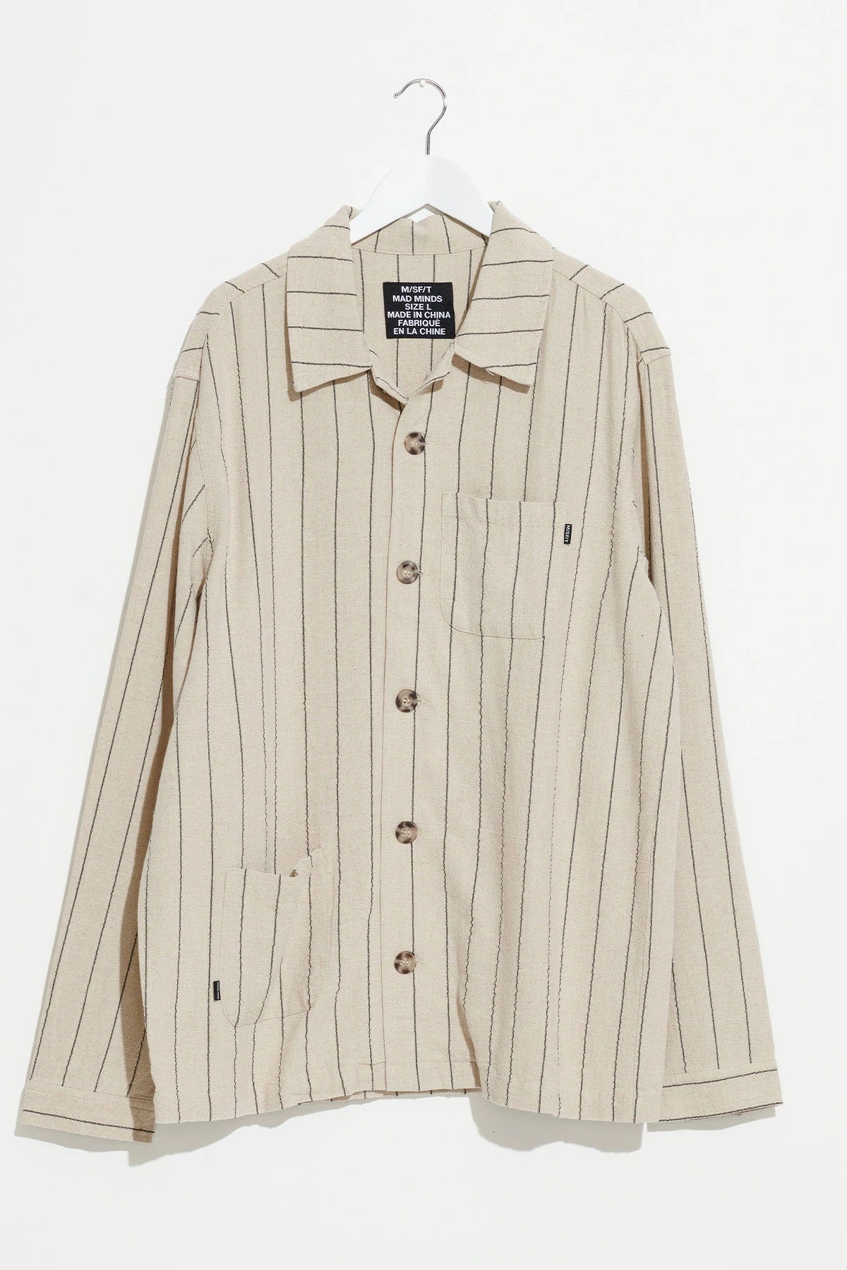 Cheree LS Overshirt - Tan Stripe